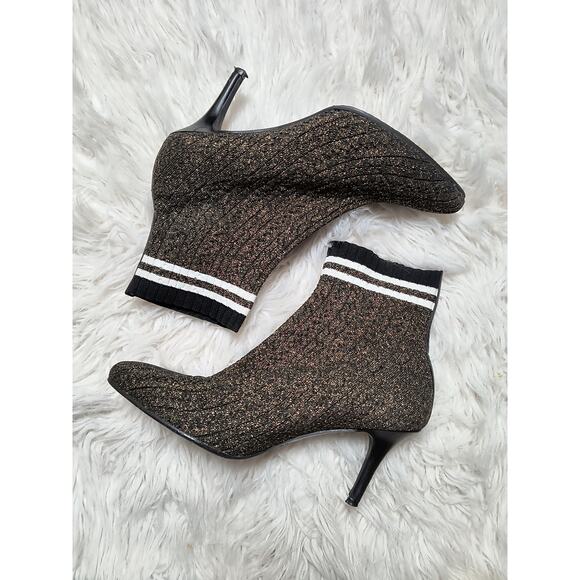 Stuart Weitzman Womens Waverly Metallic Knit Sock Bootie Stiletto Heels US 8.5 - Picture 1 of 9